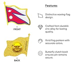 Nepal Flag Lapel Pin - Enamel Metal National Badge