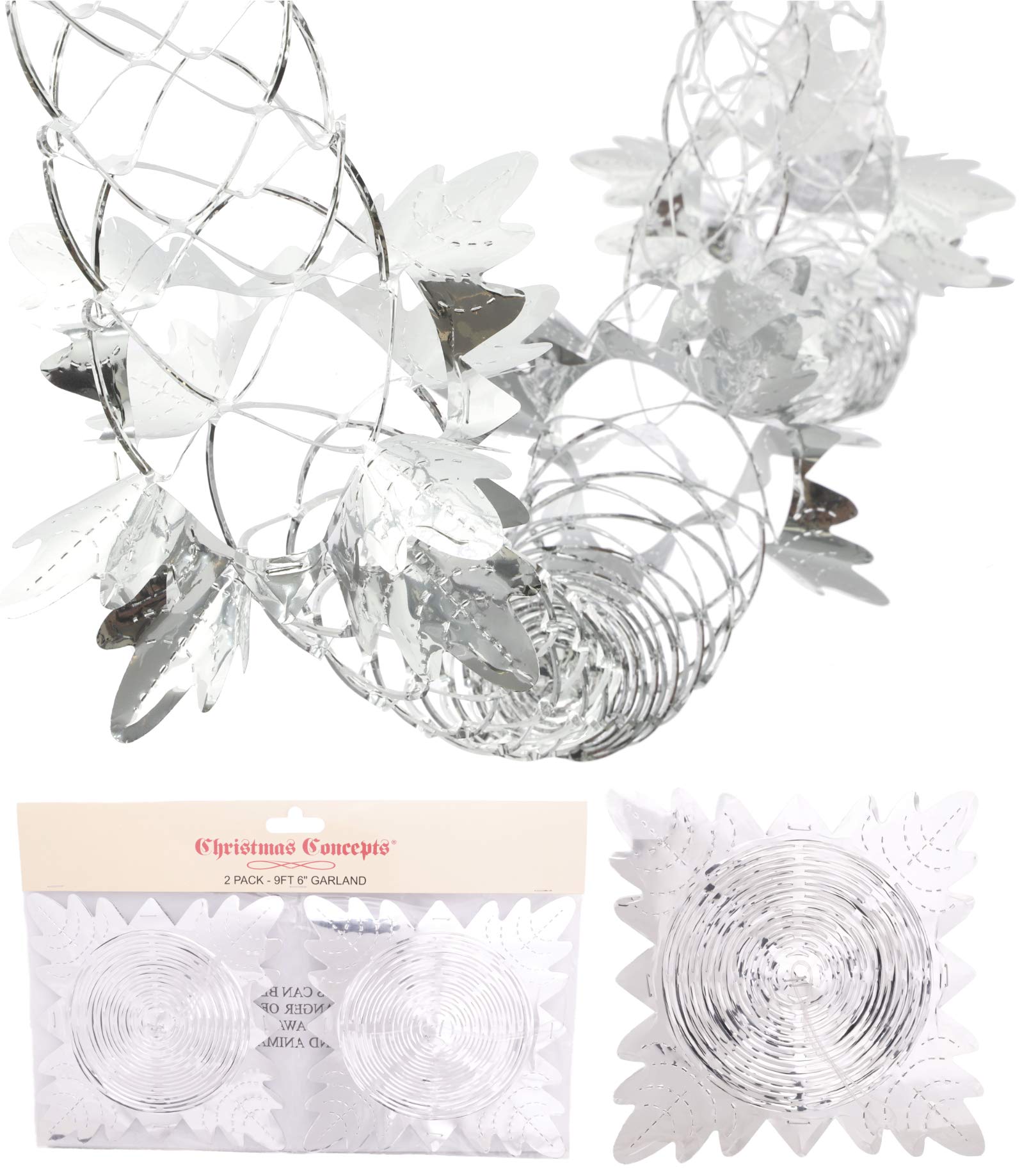 Christmas Concepts® Pack Of 2 2.7m (9ft) Foil Garland Festive Hanging Decorations - Christmas Decorations (Silver) — image 1