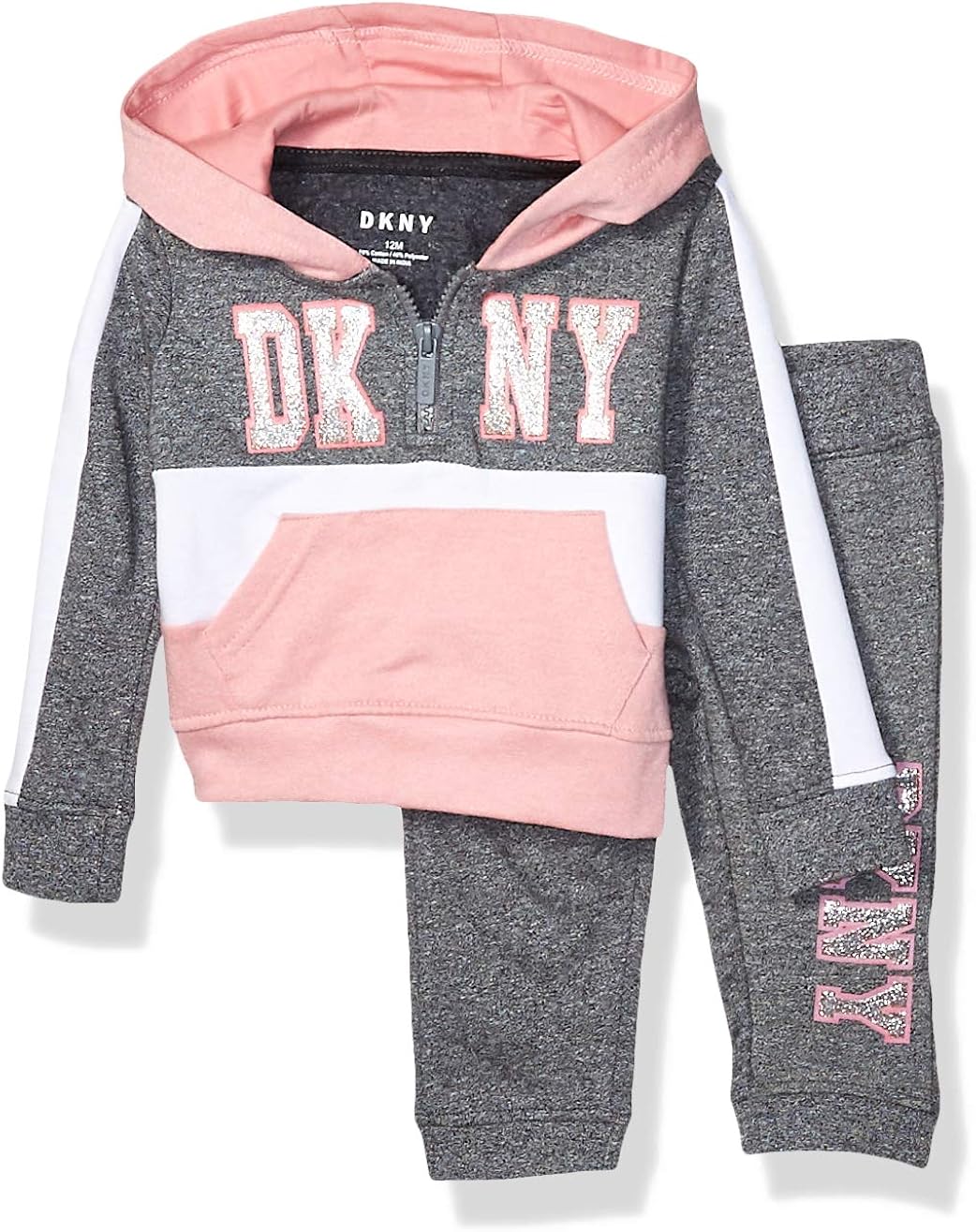 DKNY Baby Girls Fleece Hoodie and Jogger Set Clothing