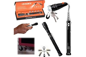 Telescoping Magnetic Pickup Tools, Telescoping Flashlight with Magnet, Double-Head Magnetic Telescoping with Led Flashlight a