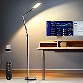 LitONES LED Floor Lamp for Office, 30 Lighting Modes Dimmable Standing Lamp with Memory & Timer Function, Soft Eye-Caring Office Lamp, Adjustable Swing Arm Reading Floor Lamp