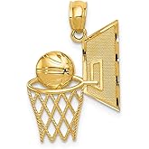 The Black Bow 14k Yellow Gold Basketball Hoop and Backboard Pendant