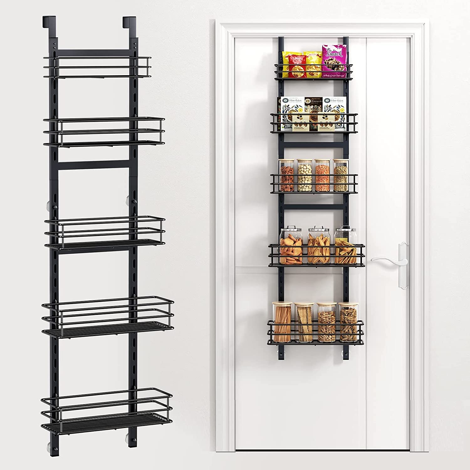 Photo 1 of Purdaz Adjustable 5-Tier Over the Door Pantry Organizer, Spice Rack, Narrow Hanging Shelf for Kitchen Storage and Organization