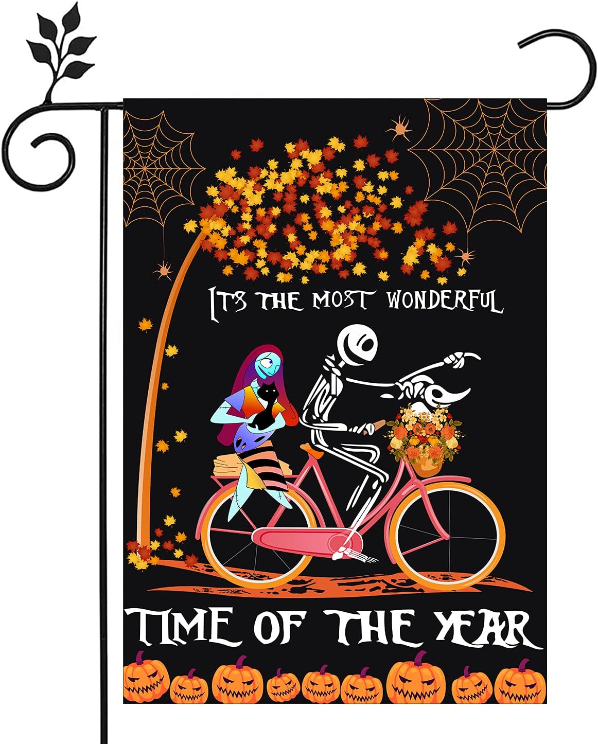 Flags - LURLEEZ Halloween Garden Flag，12x18 Inch Double-sided Horror Pumpkin Ghost Cycling Pattern House Flag for Outdoor Yard Home Decoration