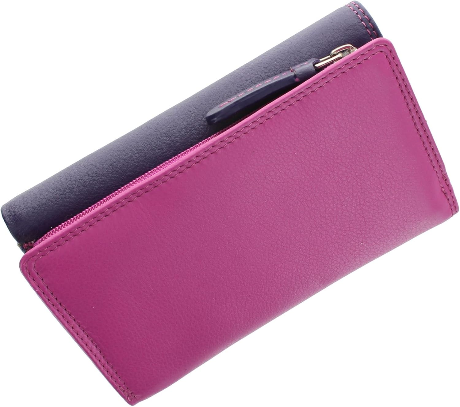 VISCONTI Rainbow Collection Bora Tri-Fold Leather Purse RFID Blocking RB43 Berry Multi - Image 4