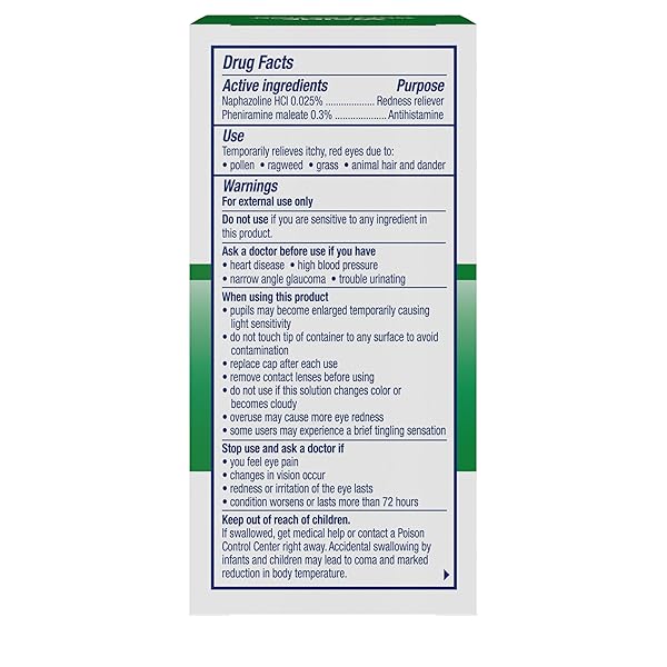 VISINE ALLERGY EYE RELIEF MULTI-ACTION ANTIHISTAMINE & REDNESS RELIEVER EYE DROPS WITH PHENIRAMINE MALEATE & NAPHAZOLINE HCL, EYE DROP TREATMENT FOR RED, ITCHY, ALLERGY EYES, 0.5 FL. OZ, 2 PACK