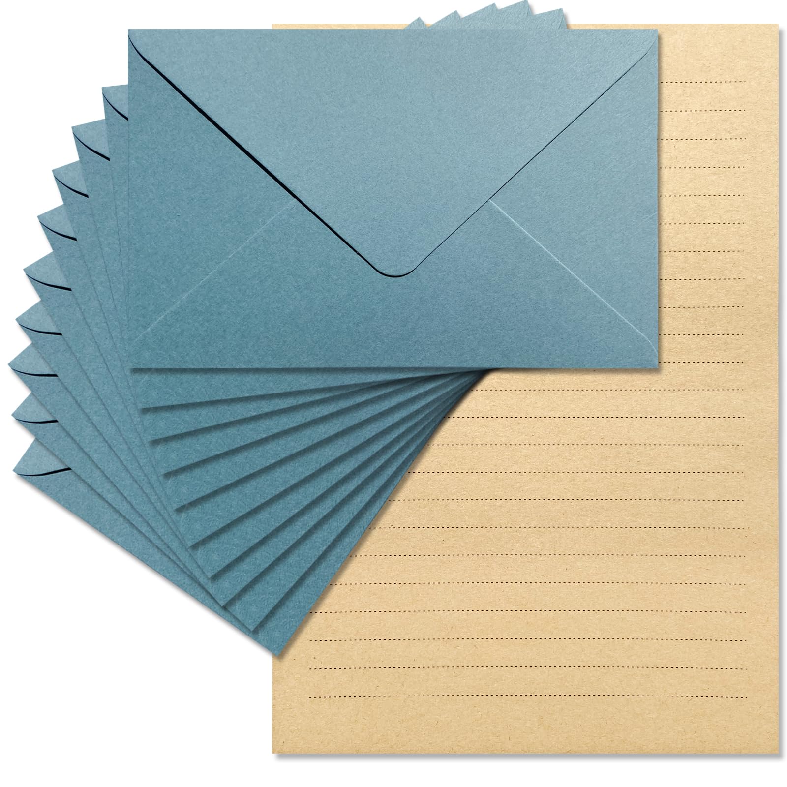 Photo 1 of Tuhangcc Premium Velvet-Touch Stationery Set with Unique Design Colors - Best Paper and Elegant 4x6 Envelopes (24 Writing Sheets + 12 Envelopes) for Love Letters and Party Invitations (Lake blue)