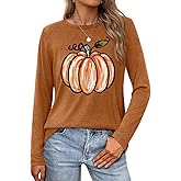 ELDPS Womens Halloween Shirt: Fall Pumpkin T-Shirt Thanksgiving Gift Shirts Casual Long Sleeve Tee Tops