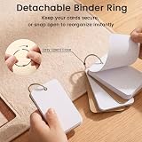 Koogel 300Pcs Flashcards 9x5.4cm White Blank Cards with Ring Kraft Covers view 2