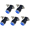 Sydien Quick Connect Air Hose Fittings 5Pcs 6mm Tube to M5 Male Thread Push in to Connect Fittings Pneumatic Flow Speed Control, Air Flow Control Valve
