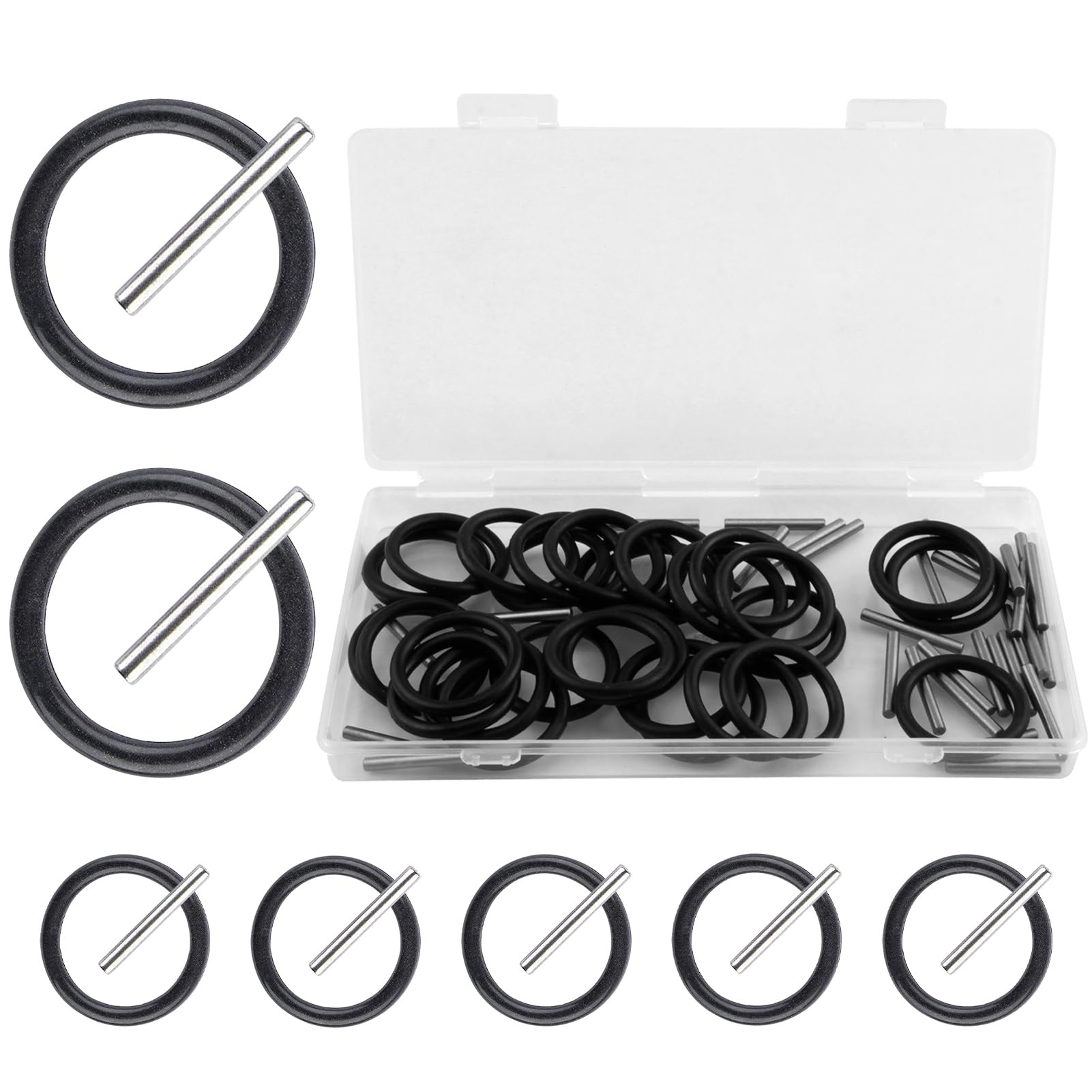 QTMMC 60 Pcs Replacement Pin and O-Ring Set 4mm Impact Ring and 3x25mm Socket Pins for 1/2" Impact Socket Scaffolders for Impact Wrench Pressure Seal Washer No Rubber Scaffold Gun Pins 30 Pairs