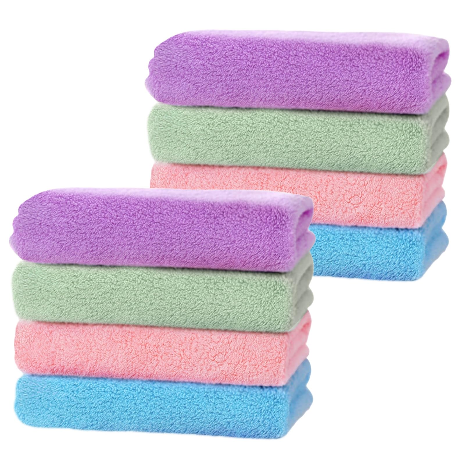 Asheyya Flannels Face Cloth Pack 8 for Kids and Women, 12 X 12 Inch Soft Face Cloths for Washing Face, Reusable Quick Dry Face Towels