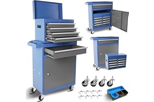 BouPower Tool Chest, 5-Drawer Rolling Tool Chest with Wheels, Large Tool Cabinet with Drawers, Mobile Steel Tool Storage Organizer with Lock&Liner for Warehouse, Workshop