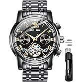 OLEVS Self Winding Watches for Men Automatic Mechanical Tourbillon Stainless Steel Waterproof Luminous Luxury Dress Wrist Watches
