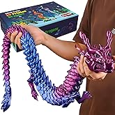35.4in Large 3D Printed Dragon Toy with Gift Box - Flexible Articulated Dragon Action Figure for Creative Play or Desk Decor Display - Unique Gift for Kids & Stress Relief Toys Adults (Laser Purple)