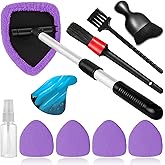 Qydipclin 10pcs Windshield Cleaner Tool, Car Window Cleaning Wash Kit with 4 Reusable Microfiber Pads 1 Spray Bottle and Extendable Handle Auto Glass Wiper Kit, Purple