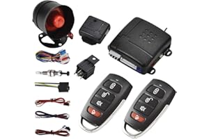 MASO Universal 12V Car Alarm Kit Remote Central Locking Kit Burglar Alarm Camper 2 Remote Controls Anti-theft with Shock Sens