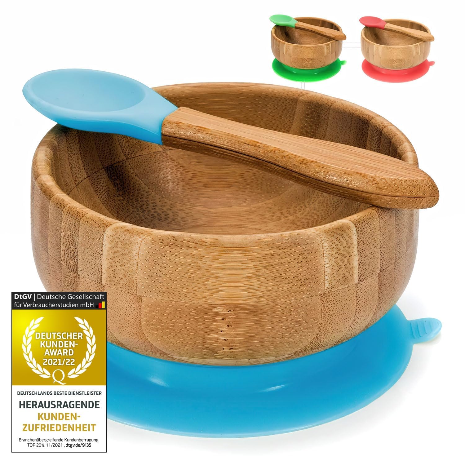 all Kids United® Baby porridge bowl bamboo bowl children's tableware - Porridge bowl bamboo bowl with suction cup (Blue)
