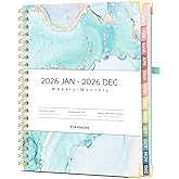 Forvencer 2026 Planner, Weekly and Monthly Calendar Planner for Women, Jan 2026 - Dec 2026, 8.5" x 11", Hardcover Planning Agenda book with Monthly Tabs, Spiral Bound, Inner Pocket, Cute Journal Organizer Notebook for Office School, A4 Size,Light Green