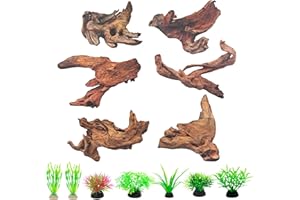 FUNOJOY Natural Driftwood Decor for Aquarium Decorations Reptile Tank Accessories, Assorted Wood Branches Decorations on Reptile Fish Tank 2-10" 2 Pcs/4 Pcs/ 5 Pcs/ 6 Pcs (Pack of 6 (2 to 4 Inch))