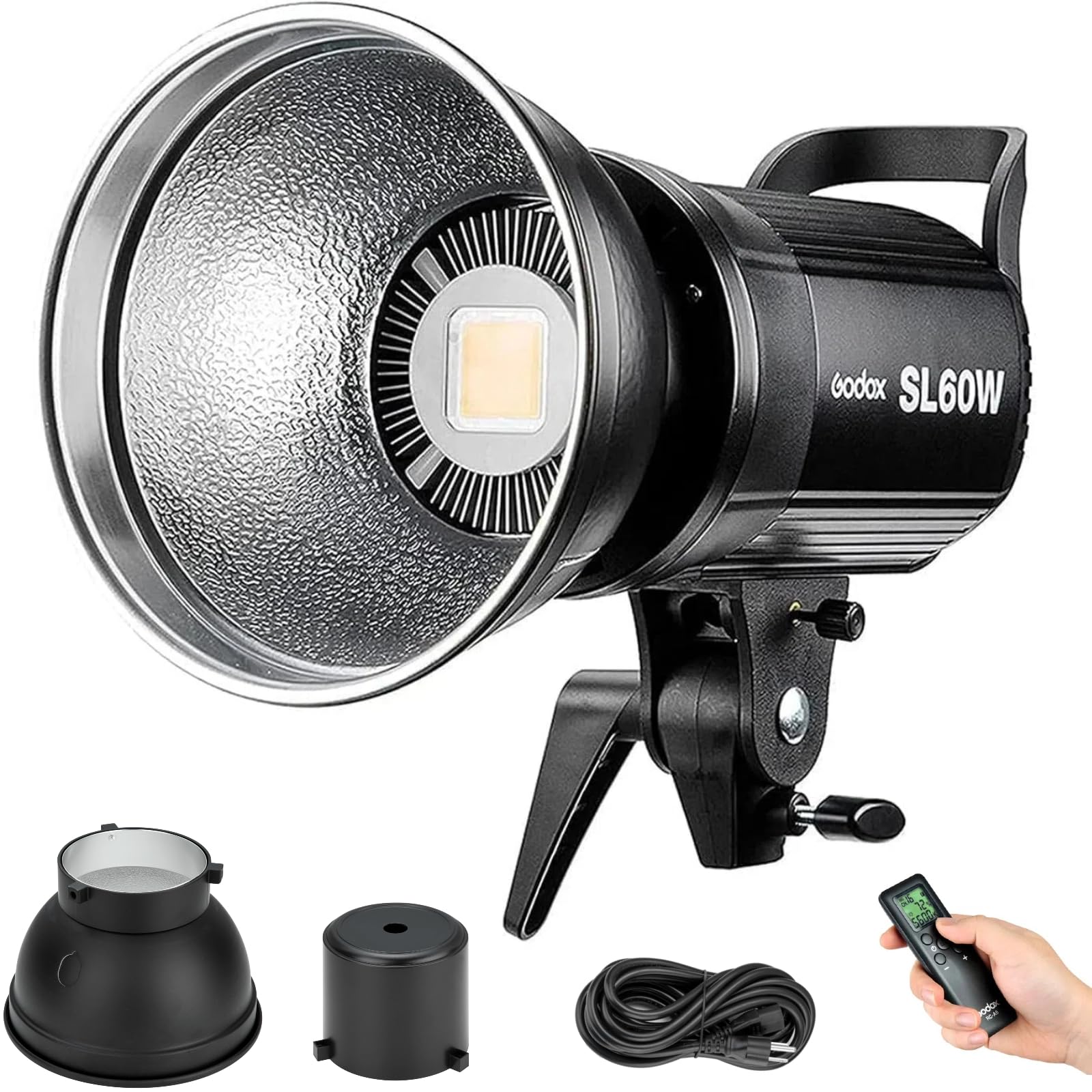 Godox SL60W LED Video Light, 60W 5600K Daylight LED Continuous Light SL-60W, Powerful Studio Bright Light with Bowens Mount 10-100% Brightness for Video Recording Wedding