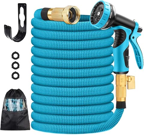 Amazon Com Fengyi Garden Hose Expandable 50 Ft Flexible Water Hose Pipe With 3 4 Solid Brass Fittings Leak Proof Lightweight Retractable Garden Hose Heavy Duty With 9 Function Nozzle For Yard Gardening