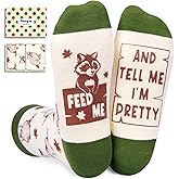HAPPYPOP Funny Socks for Men Women - Cat Dinosaur Raccoon Gifts, Shark Bear Pig Dragon Socks