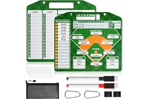 CEYOME Magnetic Baseball Lineup Board - Softball Lineup Board, with Erasable Pen & Pen Pouch, Double-Sided Baseball Clipboard for Coaches(30 Lineup Cards), Professional Baseball Coaching Accessories