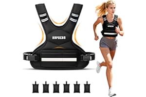 HAPBEAR Adjustable Weighted Vest for Men and Women, 4-10 lbs with 6 Ironsand Weights and Large Pocket Includes kettlebell pouch for Workout, Strength Training, Running, Walking, Weight Loss