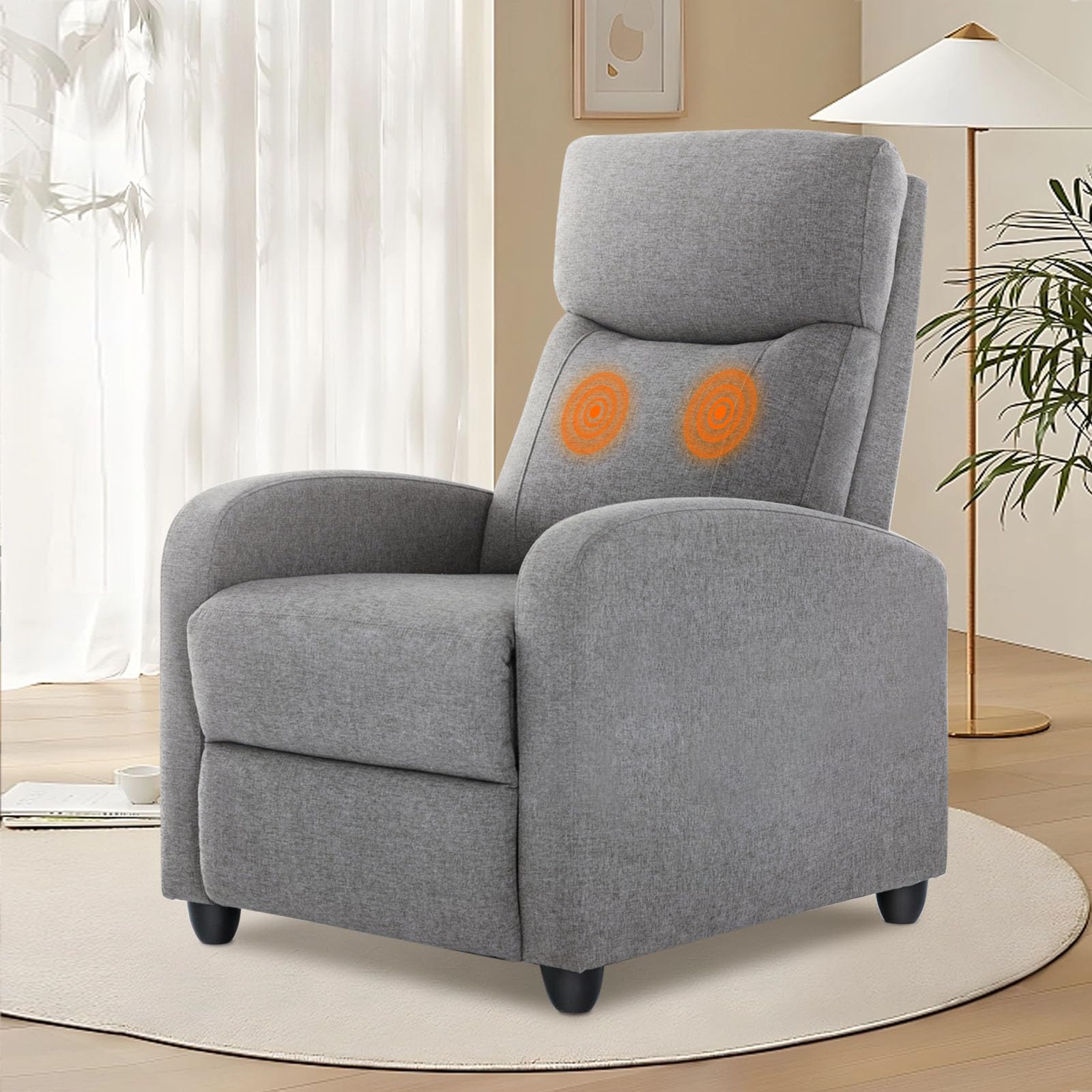 Photo 1 of ** missing 2 feet parts **
DUMOS Recliner Chair for Adults, Massage Reclining Chair for Living Room, Adjustable Home Theater Seating Single Sofa with Padded Seat Backrest and Footrest, Linen, Grey