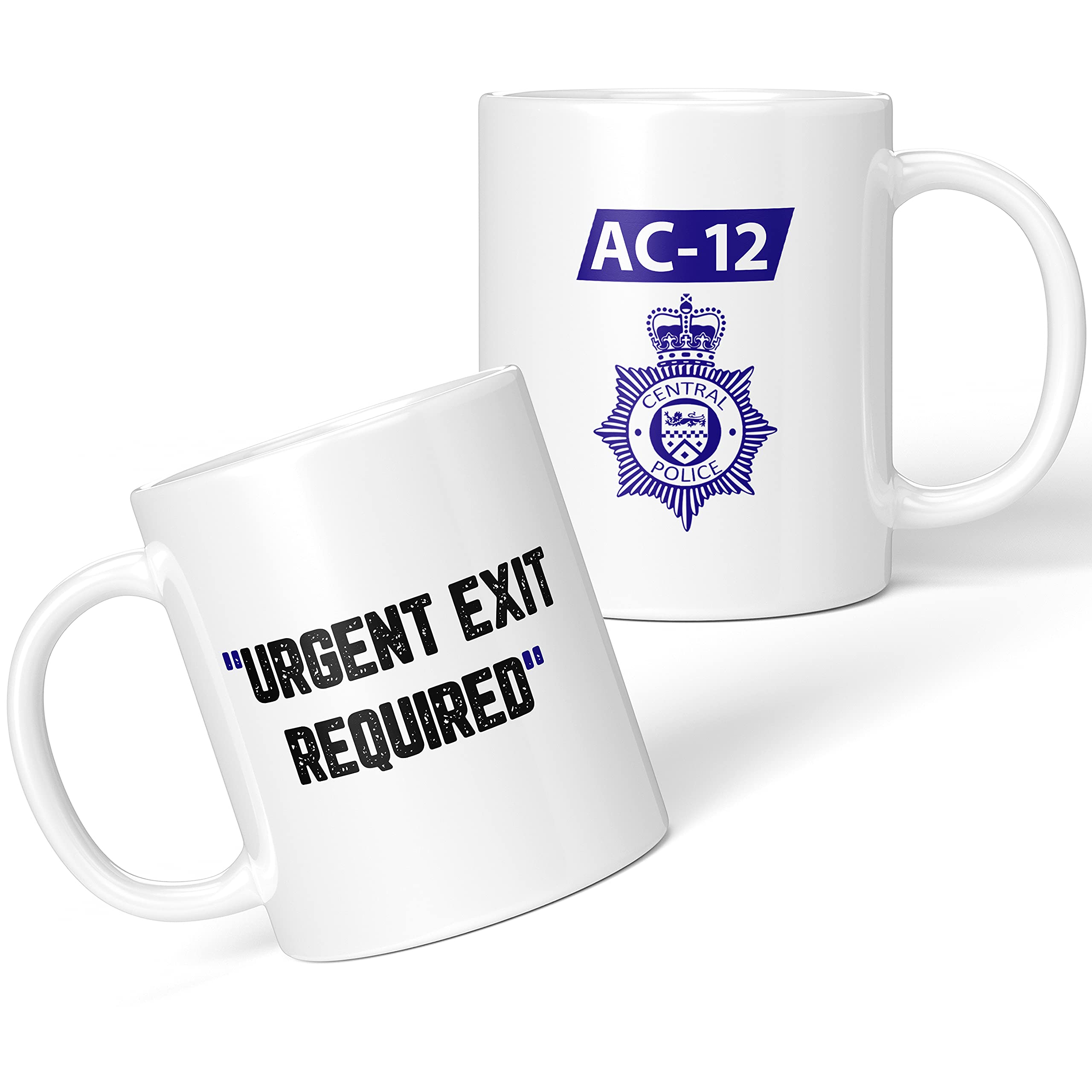 Print Maniacs Personalised Line of Duty Season Police Show Novelty AC-12 Christmas Birthday Present Fun Mug Pillow Cushion Gifts (Urgent Exit Required - Mug)