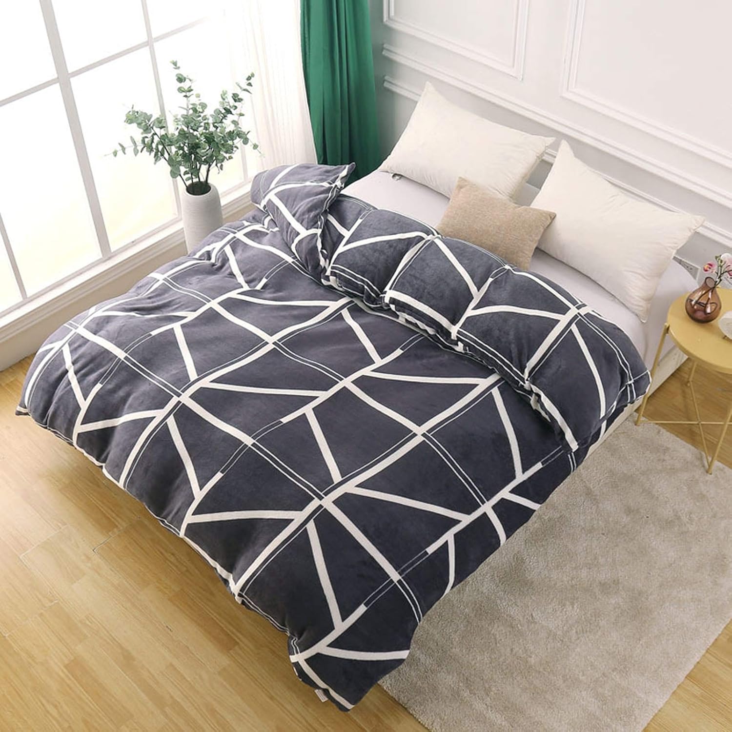 Printed Flannel Quilt Cover,Keep Warm Doublesided Duvet Cover With