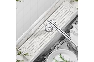 ADANDO Stone Drying Mat for Kitchen Faucet: Diatomite Stone Drying Tray - Fast Water Absorbent Kitchen Sink Splash Guard for Bathroom Faucet & Counter - Ideal for Moms & Housewife (White, 15.75" x 3.94")