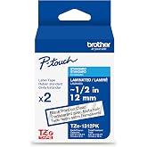 Brother Genuine TZe131 1/2" 2 Pack Black Print on Clear Label Tape, 26.2 ft Each, 52.4 ft Total