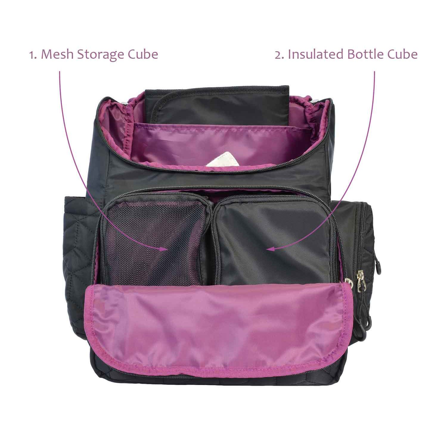 Terra Baby Diaper Bag Backpack Organizer with Stroller Straps and Changing Pad, Black