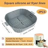 BYKITCHEN 8 Inch Silicone Air Fryer Liner, 2 Pack, Square Inserts view 2