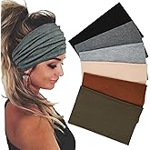 Sefiinh Wide Headbands For Women Stretch Headband Boho Head Bands Women's Hair Band Turban Workout Hairband Accessories 6 Pac