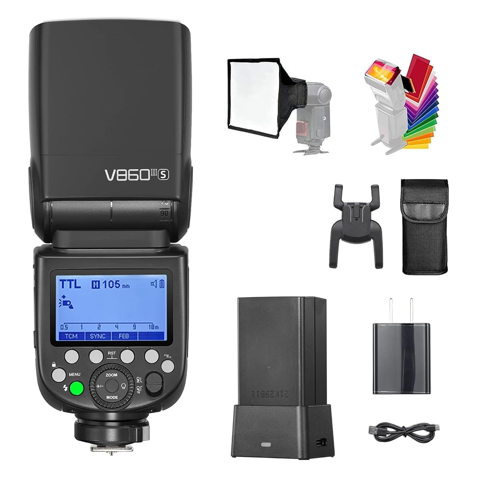 GODOX V860III-S TTL High-Speed Sync 1/8000s Camera Flash Speedlite, 2.4G GN60 7.2V/2600mAh Li-ion Battery Speedlight, 10 Level LED Modeling Light Compatible for Sony Cameras (Upgraded V860II-S)