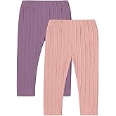 U·nikaka Toddler Baby Girls Pants Ribbed Infant Pants Leggings Toddler Baby Girl Bottoms Leggings 2 Packs