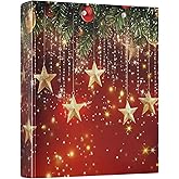 3 Ring Binder Christmas Stars Christmas Balls 1.5 inch Binders Three Ring Binders with Clipboard Fit 8.5'' x 11'' Paper 3 Interior PVC Clear Pockets for Office Supplies