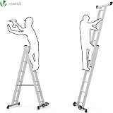 VOUNOT 3-in-1 Aluminium Scaffolding Ladder with Work Platform 120x40 cm view 2