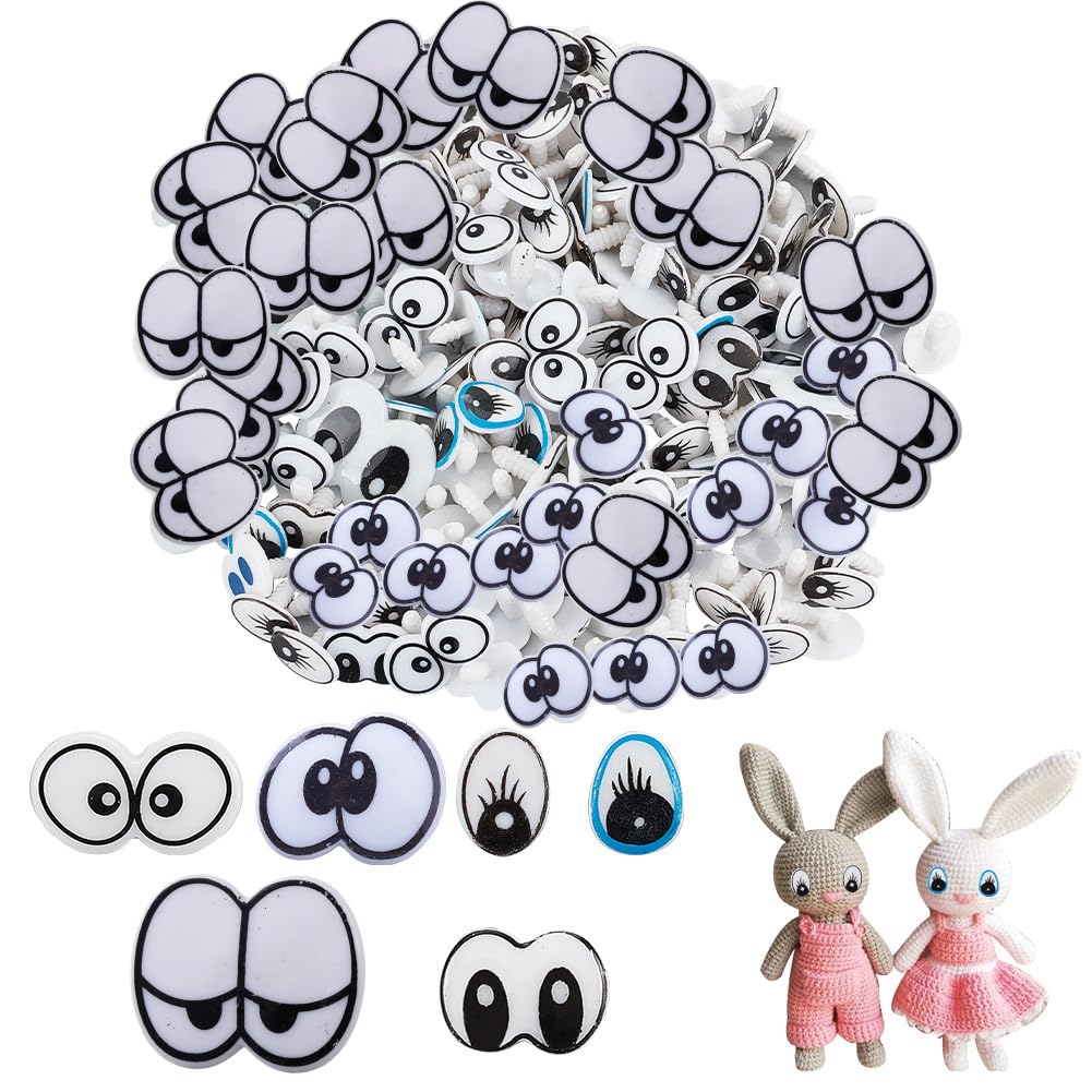 OLYCRAFT 60Pcs 6 Style Plastic Craft Eyes Plastic Eyes with 60Pcs Washers Stuffed Crochet Eyes Animal Eye Crochet Crafts Making for DIY Clay Decor Crochet Making Supplies