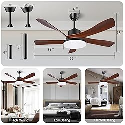 ODUFO 56 Inch Ceiling Fans with Lights and