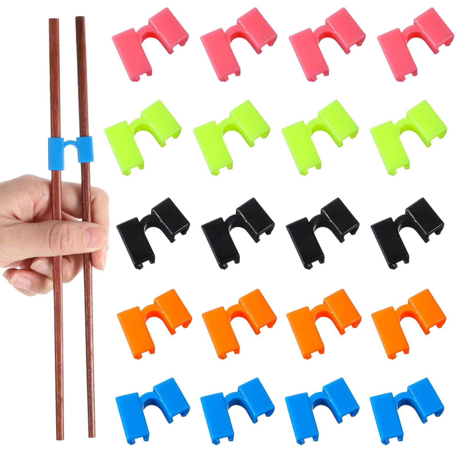 Photo 1 of 100 Pcs Reusable Chopsticks Helper Multicolor Plastic Practice Chopstick Trainer Hinges Connector Chinese Chop Stick Helper for Adult Learner Beginner ?
