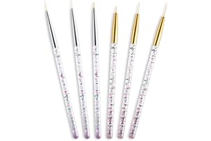 Leelosp 6 Pieces Eyeliner Brushes Fine Point Thin Eye Makeup Gel Eyeliner Brush Water Activated Graphic Cosmetic Liner Wands for Eyes Makeup Tools(Gold, Silver)