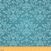 Feelyou Teal Vintage Gothic Damask Floral Fabric by The Yard Soft 1 Yard | Oriental Antique Upholstery Fabric for Sofa Chair Cushion Boho Flower for DIY Sewing Craft, Not Stretchy Bohemian Exotic