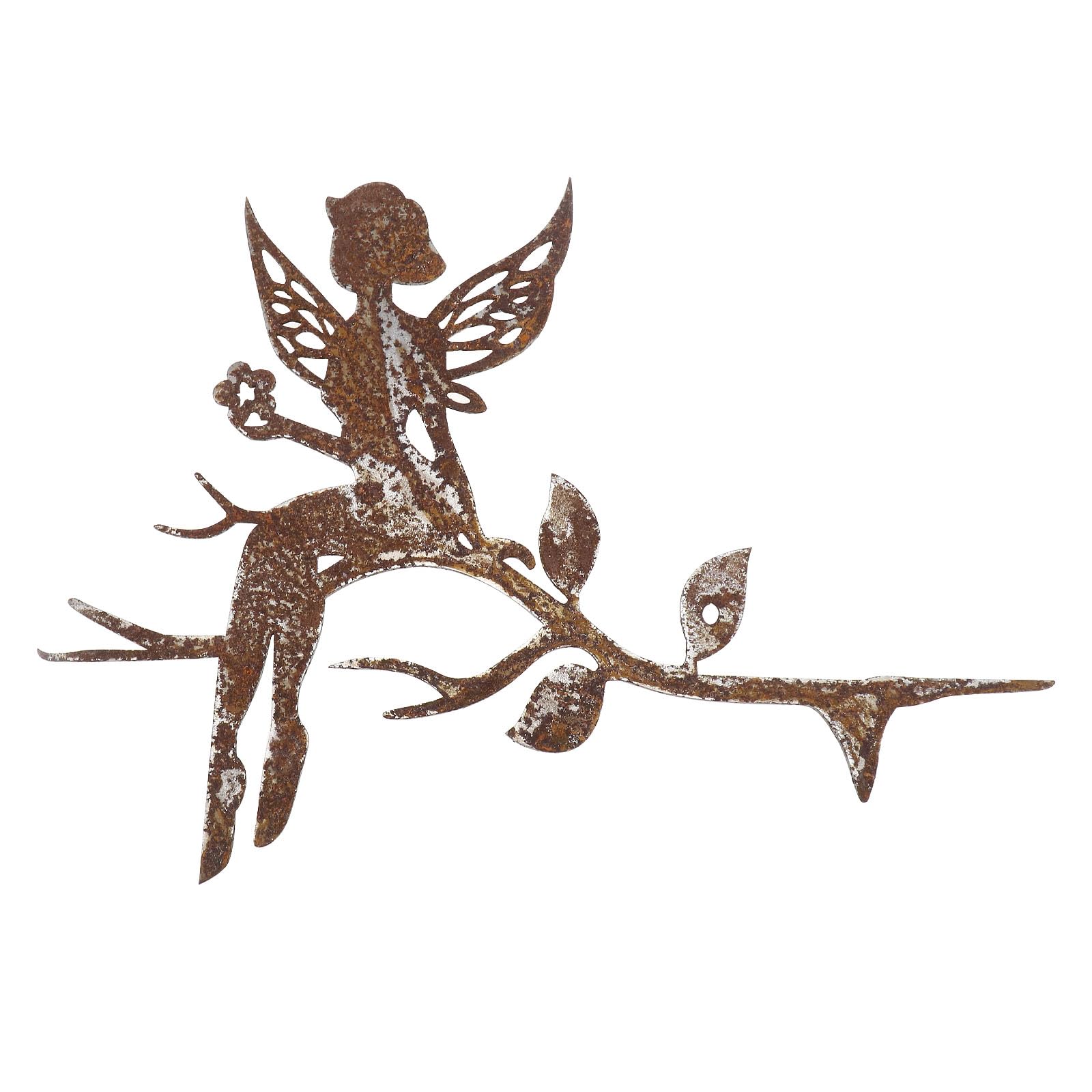 eMagTech Sitting Tree Fairy Decoration Garden Elf Fairy Decoration Outdoor Garden Metal Rust Ornaments for Trees Pillars Trunks 20x15cm
