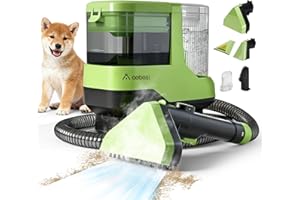 AAOBOSI Portable Carpet Cleaner Machine, 17Kpa Upholstery Steam Cleaner with Smart Voice Prompting, Self-cleaning, 4 Tools for Pets, Car, Couch and Stairs- C688, Green