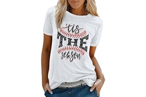 Heevina Tis The Season Baseball Mom Softball Shirt Tee Shirts for Women Tshirts Short Sleeve Tshirt 2024 Tops Summer