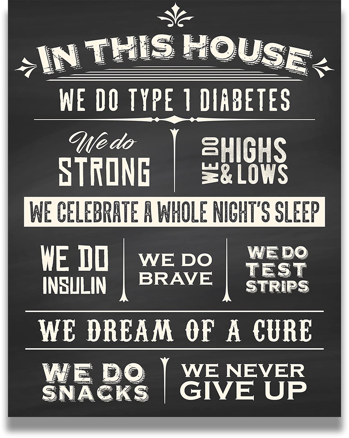 Govivo Type One Diabetes Awareness - 8x10 Unframed Print - In This House Wall Art - Diabetic Wall Decor Gifts - Type 1 Diabetes Art - Diaversary